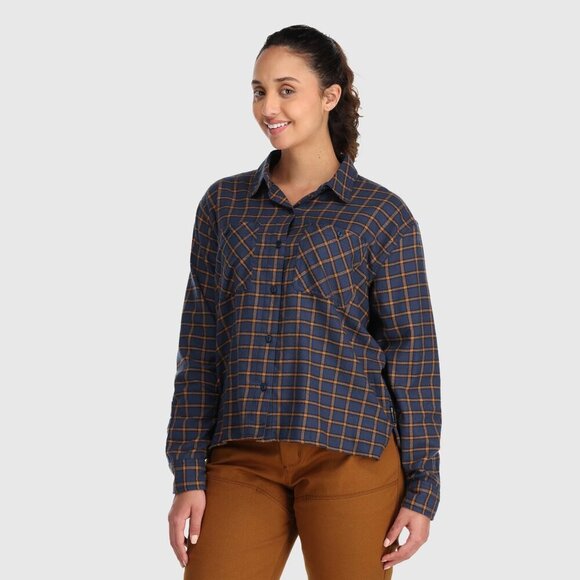 Outdoor Research Blue Orange Plaid Feedback Lightweight Flannel Top - Picture 1 of 7